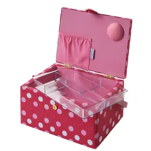 Medium Sewing Basket Red Spot 18.5 x 26 x 15cm - Sewing Online GA1126M