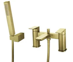 Aquarius Hydro Bath Shower Mixer Tap inc Kit Brushed Brass