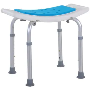 HOMCOM Adjust Aluminium Bath Stool Spa Shower Chair Non-Slip w/ Shower Hole