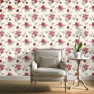 Silwood Magnolia Red Smooth Wallpaper