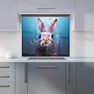 Rabbit Face Splashart Premium Glass Kitchen Splashback W600mm x H600mm