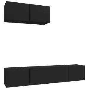 Berkfield 3 Piece TV Cabinet Set Black Engineered Wood