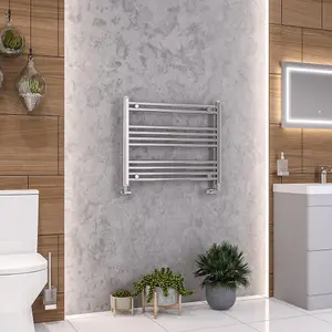 Aquarius Wendover Straight Under Window Horizontal Heated Towel Rail 600mm x 750mm Chrome