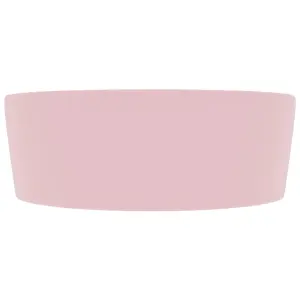 Luxury Wash Basin with Overflow Matt Pink 36x13 cm Ceramic