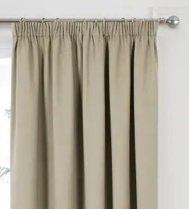 Home Curtains Woven Blockout 45w" x 72d" (114x183cm) Latte Pencil Pleat Curtains (PAIR)