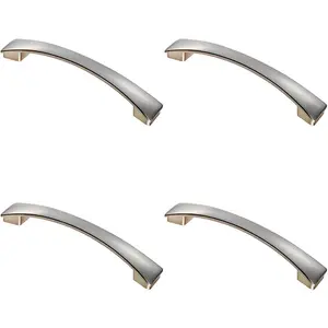 4x Curved Bow Pull Handle 183 x 26mm 160mm Fixing Centres Satin Nickel