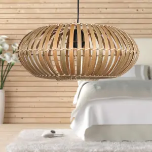 First Choice Lighting Set of 2 Loren Bamboo Natural Pendant Lightshades