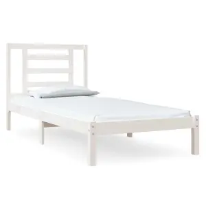 Berkfield Bed Frame White Solid Wood Pine 90x190 cm 3FT Single