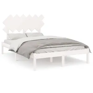 Berkfield Bed Frame White 120x190 cm 4FT Small Double Solid Wood