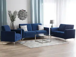 Velvet Living Room Set Navy Blue FENES