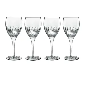 Luigi Bormioli Diamante Clear Round Crystal Dishwasher Safe Riesling Glasses Set 380ml Pack of 4