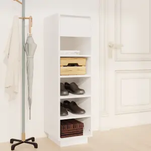 Shoe Cabinet White 30x34x105 cm Solid Wood Pine