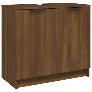 Berkfield 4 Piece Bathroom Cabinet Set Brown Oak Engineered Wood