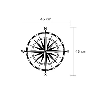 Decortie Modern Metal Wall Art Compass Home Ornament Decorative Minimalist Design Hanging Wall Sculpture, Black