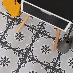 Floor Pops Daphne Black Self Adhesive Vinyl Floor Tiles Pack of 10 (0.93sqm)