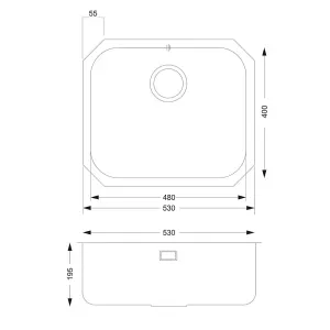 Liquida K1009SS 1.0 Bowl Reversible Undermount Stainless Steel Kitchen Sink