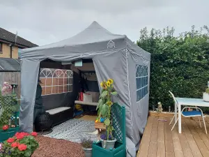 All Seasons Gazebos 3x3 Full Waterproof Pop Up Gazebo with 4 Heavyweight Side Panels and Accessories Metallic Grey