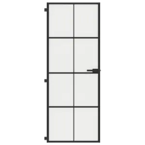 Berkfield Interior Door Slim Black 76x201.5 cm Tempered Glass and Aluminium