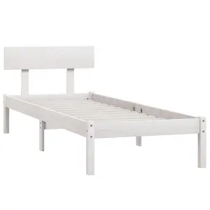 Berkfield Bed Frame White Solid Wood 75x190 cm Small Single