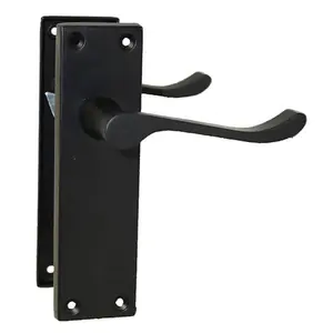 Door Handles Victorian Scroll Lever Latch - Matt Black 150 x 40mm