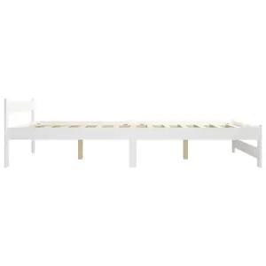 Berkfield Bed Frame White Solid Pine Wood 140x200 cm