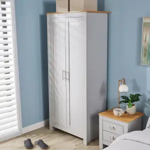 Home Source Camden 2 Door Bedroom Wardrobe Storage Unit Grey