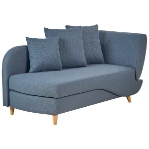 Right Hand Fabric Chaise Lounge with Storage Blue MERI II