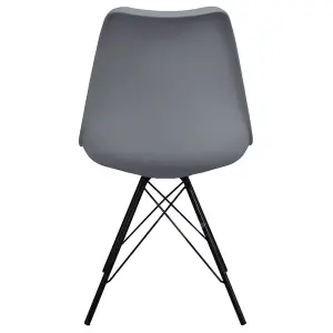 Soho Dark Grey Plastic Dining Chair with Black Metal Legs