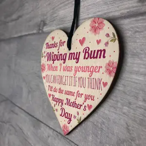 Red Ocean Novelty Mothers Day Gift From Daughter Son Funny Rude Cheeky Mum Gifts Wood Heart Plaque Gift For Mum