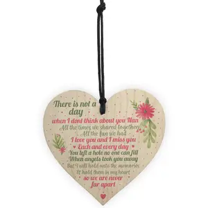 Red Ocean Nan Memorial Gifts Grave Plaque Tribute Sign Wooden Heart Mum Nan Birthday Gifts For Her