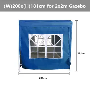 SunDaze Blue Side Panel with Window for 2x2M Pop Up Gazebo Tent 1 Piece