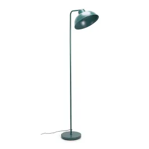 ValueLights Morris Teal Metal Stem Standing Floor Lamp with Angled Dome Shade for Living Room office