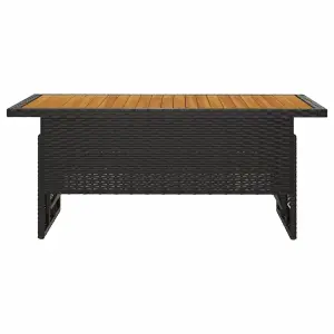 Berkfield Garden Table Black 100x50x43/63 cm Solid Wood Acacia&Poly Rattan