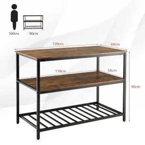 Costway 3-Tier Kitchen Industrial Storage Shelf Island Prep Table Microwave Stand Rack