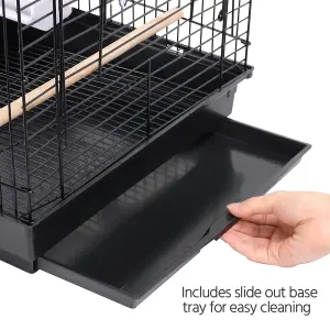 Yaheetech Black Open Top Metal Bird Cage w/ Open Play Top