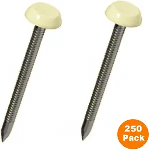 250 x Cream UPVC 30mm Poly Top Pins Plastic Headed Fascia Fixings