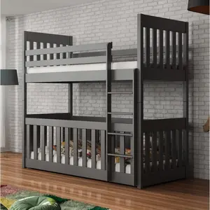 Laskowski Single (3') Standard Bunk Bed and Mattress Graphite / Right Ladder