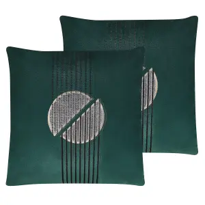 Set of 2 Cushions CEROPEGIA Velvet 45 x 45 cm Geometric Emerald Green