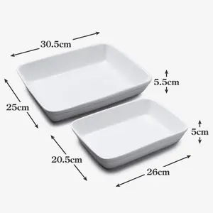 WM Bartleet & Sons Porcelain Traditional Lasagne Dishes, Set of 2