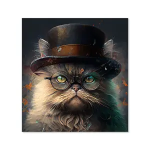 Persian Cat With Glasses Splashart Premium Glass Kitchen Splashback W600mm x H750mm