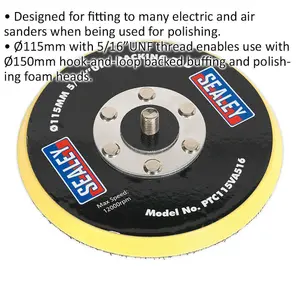 115mm Hook and Loop Backing Pad for Buffing and Polishing with 5/16 Inch UNF Thread