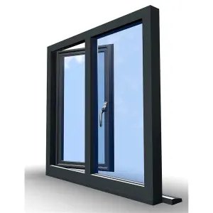 1145mm (W) x 995mm (H) Aluminium Flush Casement - 1 Right Opening Window - Anthracite Internal & External