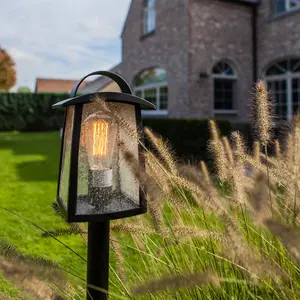 CGC KELSEY Black Post Lantern With Water Glass Diffuser