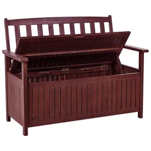 Garden Bench with Cushion SOVANA with Storage Acacia Wood Red