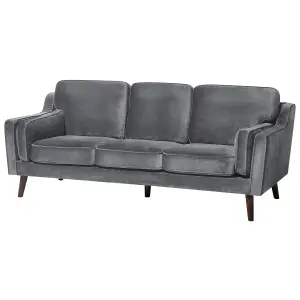 3 Seater Velvet Sofa Grey LOKKA