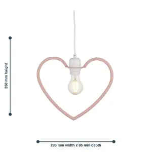 First Choice Lighting Set of 2 Pink Heart Shaped Easy Fit Pendant Shades