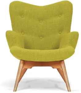 Leaf Green Fabric Angel Accent Chair