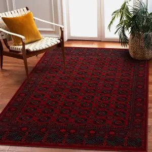 Wool carpet OMEGA BUCHARA frame, circles red 200x300 cm