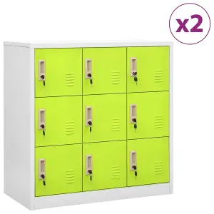 Berkfield Locker Cabinets 2 pcs Light Grey and Green 90x45x92.5 cm Steel