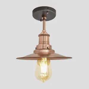 Industville Brooklyn Flat Flush Mount, 8 Inch, Copper, Copper Holder